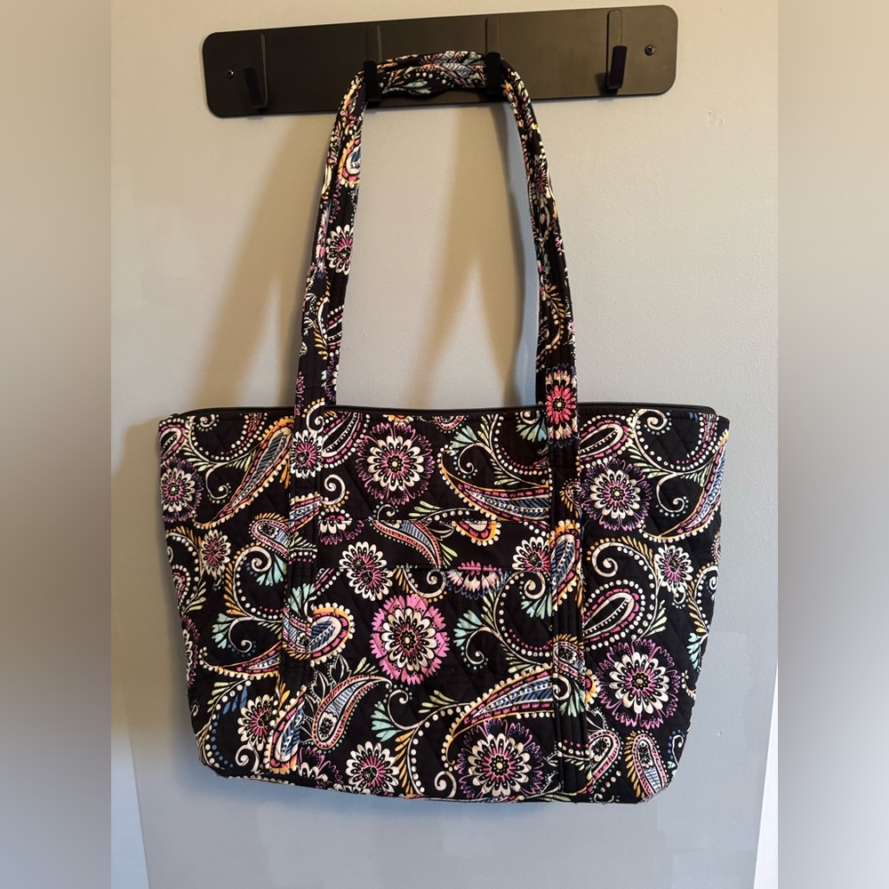 Vera Bradley Large Quilted Paisley Black Tote